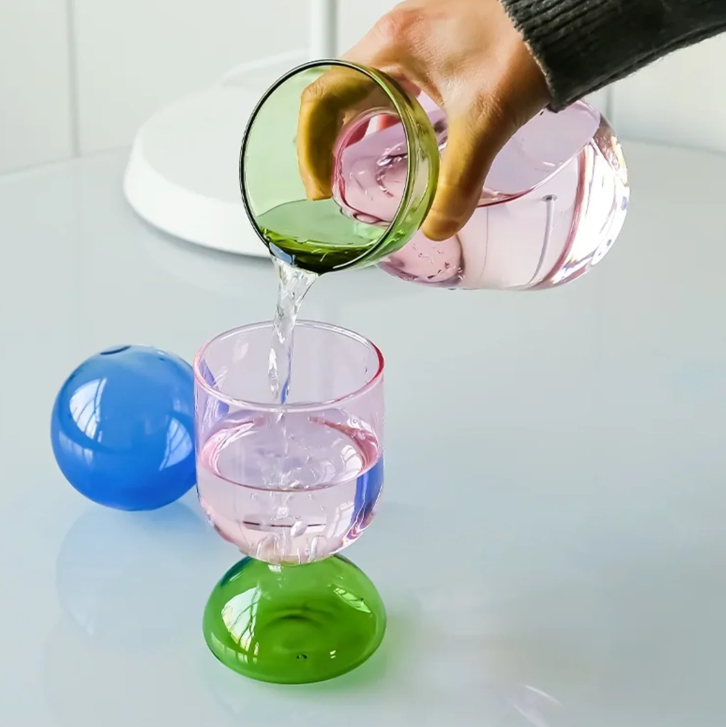 2-Toned Glass Water Bottle & Cup Set - Image 2