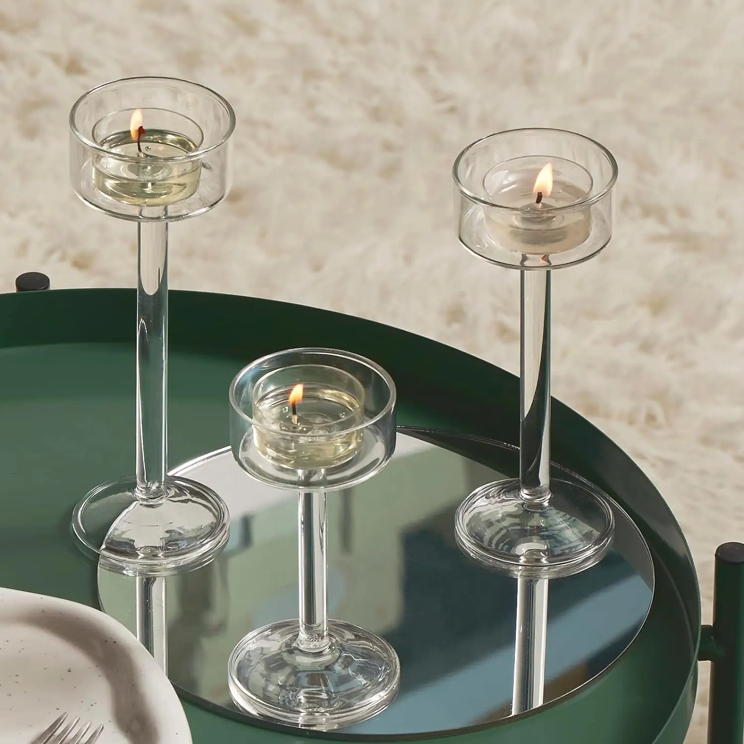 3-Piece Tealight Glass Candle Holder Set - Image 10