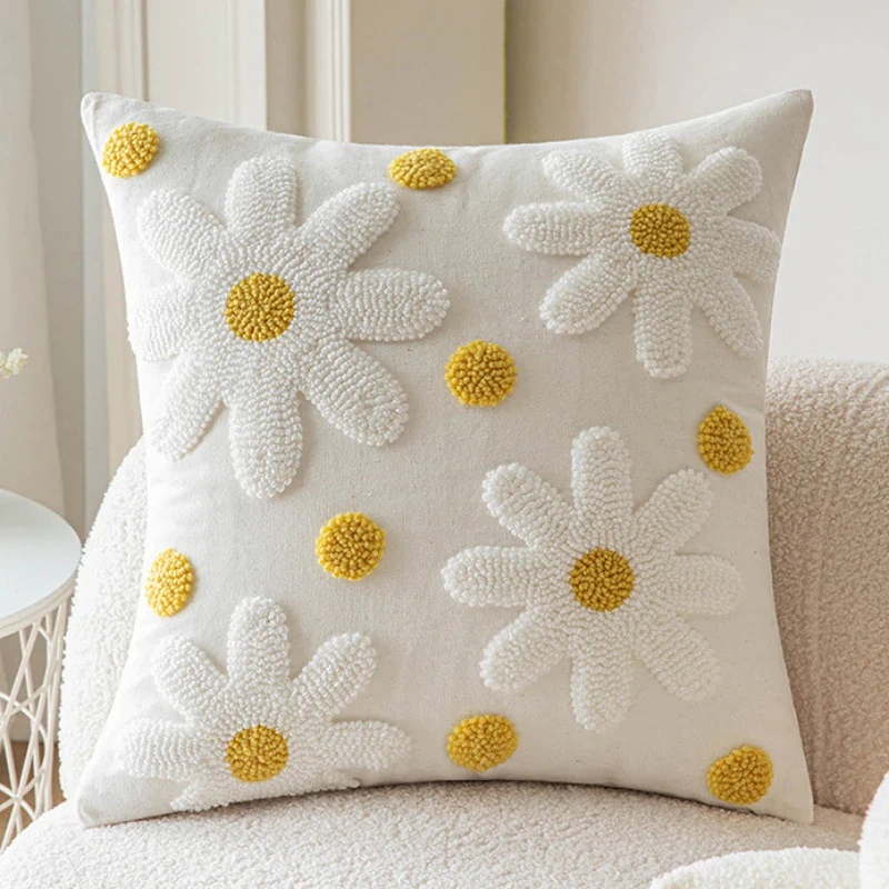 Blue & White Bunny & Flower Cushion Cover - Image 5