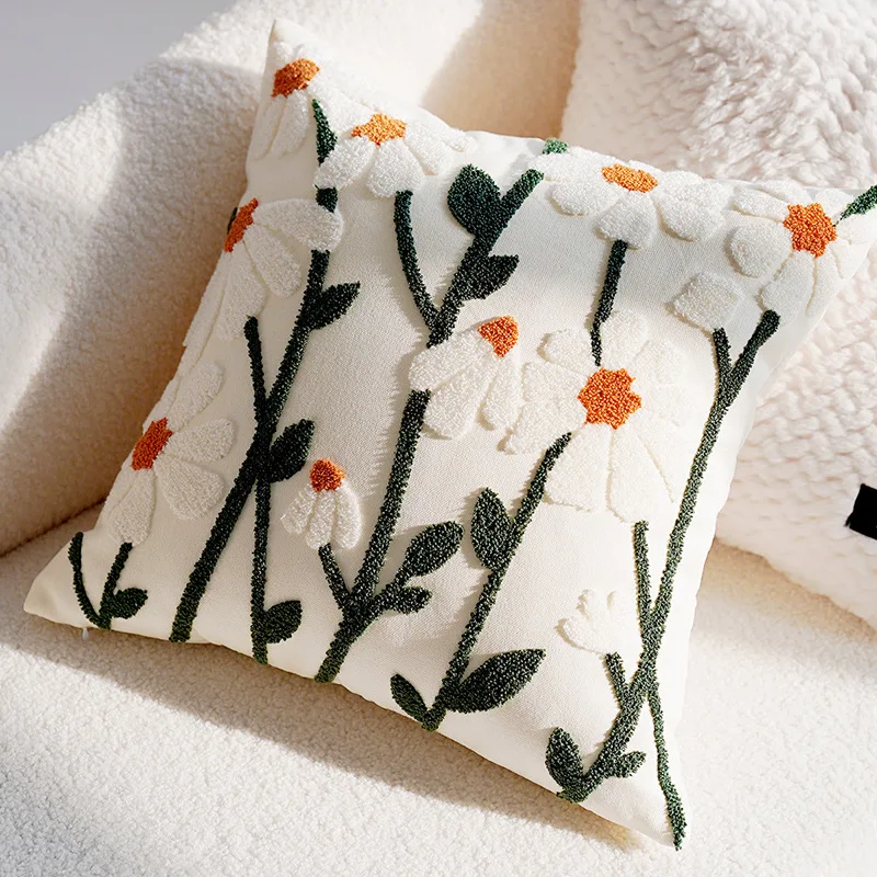Blue & White Bunny & Flower Cushion Cover - Image 7