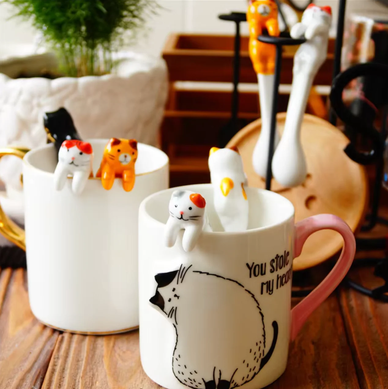 5-Piece Ceramic Cartoon Cat Spoons Set - Image 7