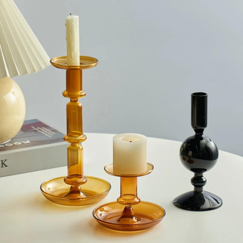 Amber Modern Glass Candle Holder - Image 2