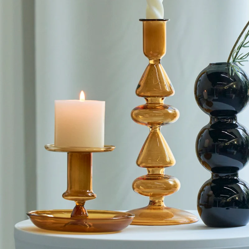 Amber Modern Glass Candle Holder - Image 3