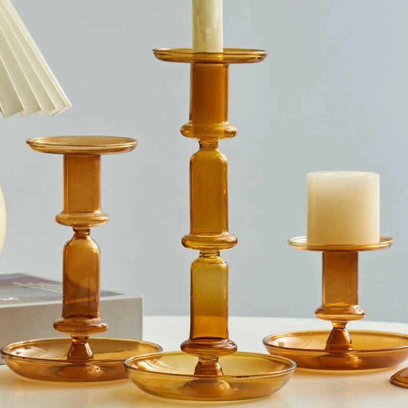 Amber Modern Glass Candle Holder - Image 4