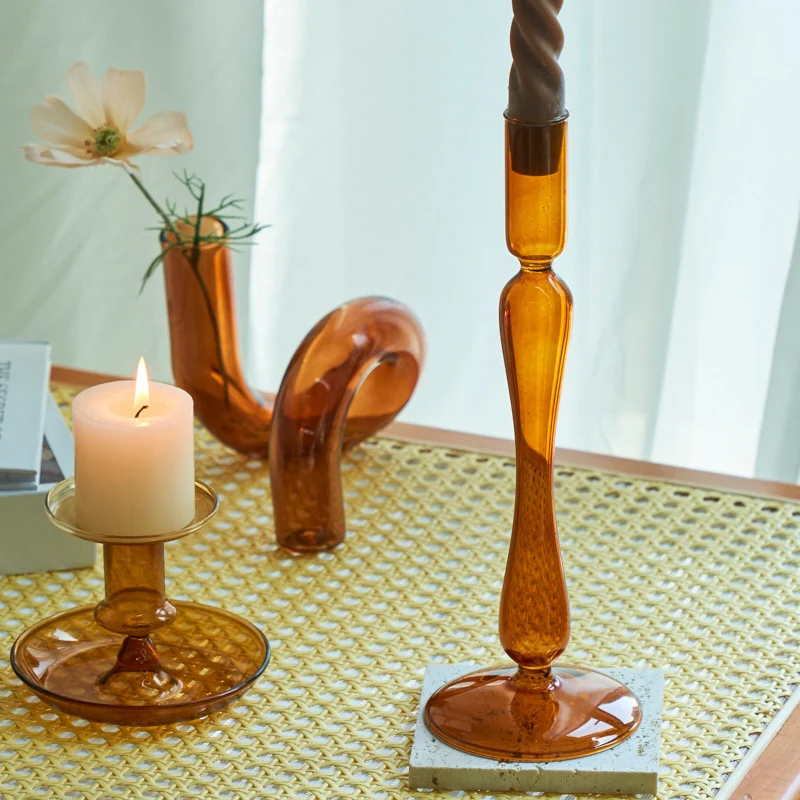 Amber Modern Glass Candle Holder - Image 5