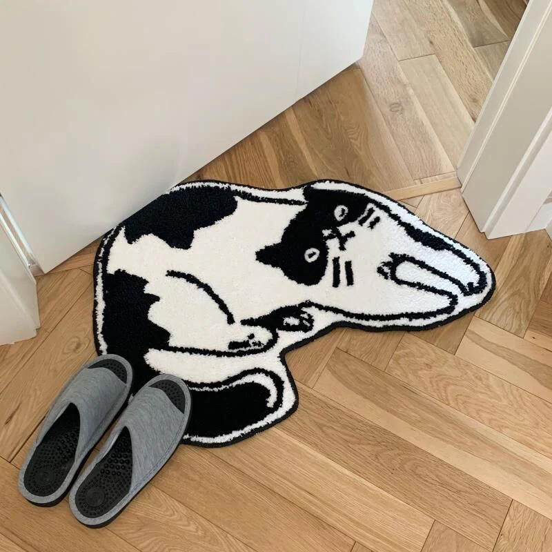 Black & White Cat Bath Mat - Image 4