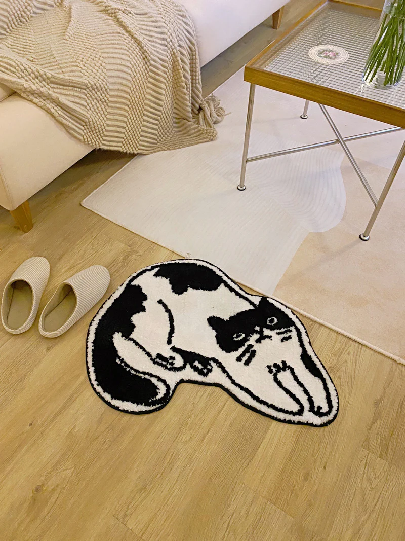 Black & White Cat Bath Mat - Image 5