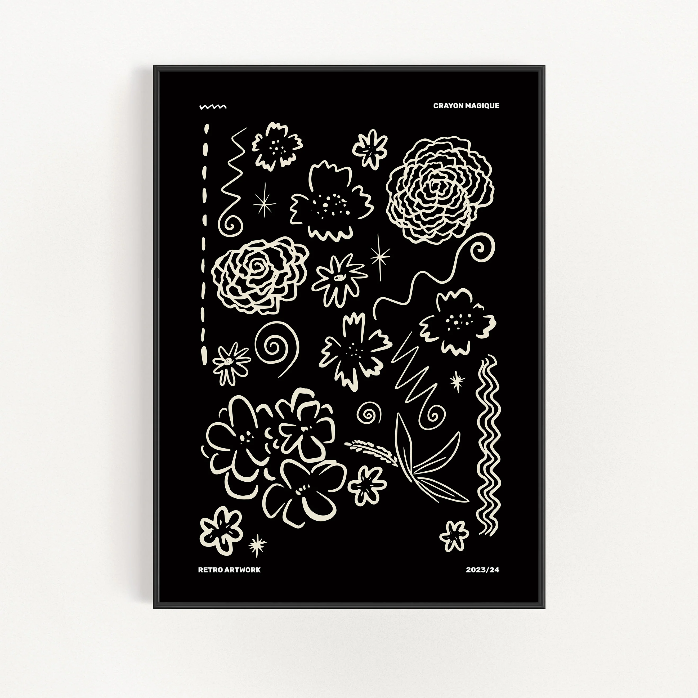 Black Flower Abstract Lines