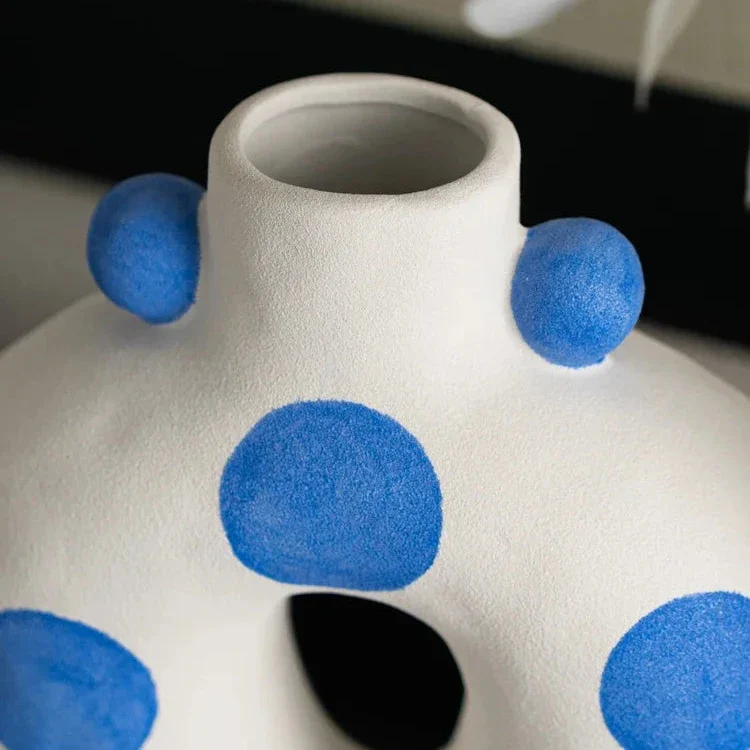 Blue Polka Dot Wonky Vase - Image 5