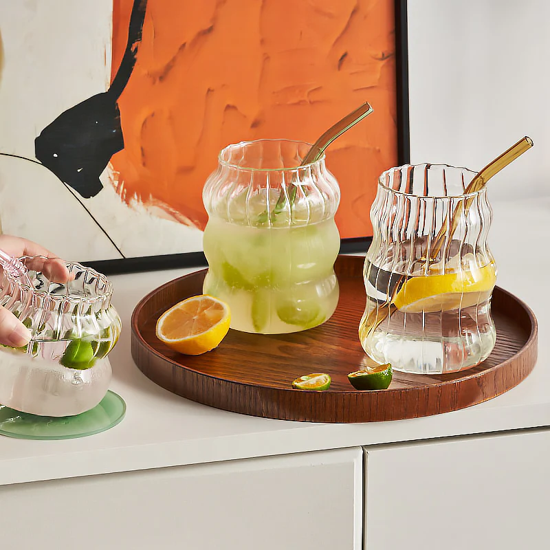 Borosilicate Ribbed Glass Cup