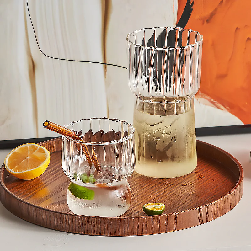 Borosilicate Ribbed Glass Cup - Image 2