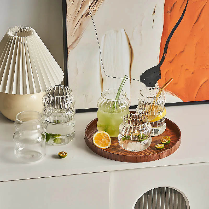 Borosilicate Ribbed Glass Cup - Image 3