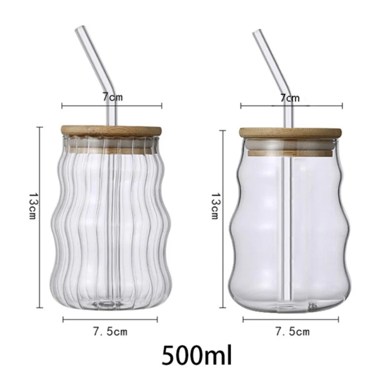 Borosilicate Ribbed Glass Cup - with lid - Image 6