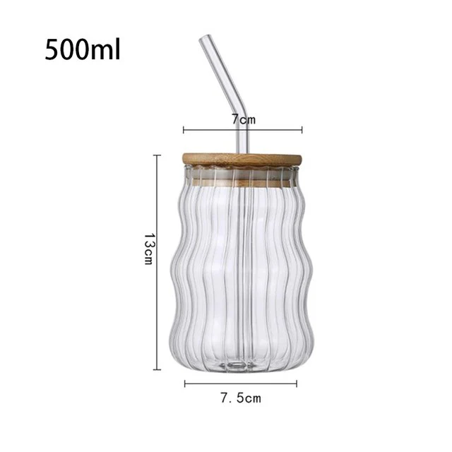 Borosilicate Ribbed Glass Cup - with lid - Image 7