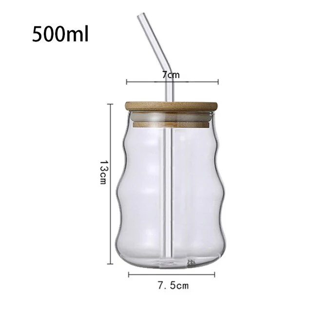 Borosilicate Ribbed Glass Cup - with lid - Image 8