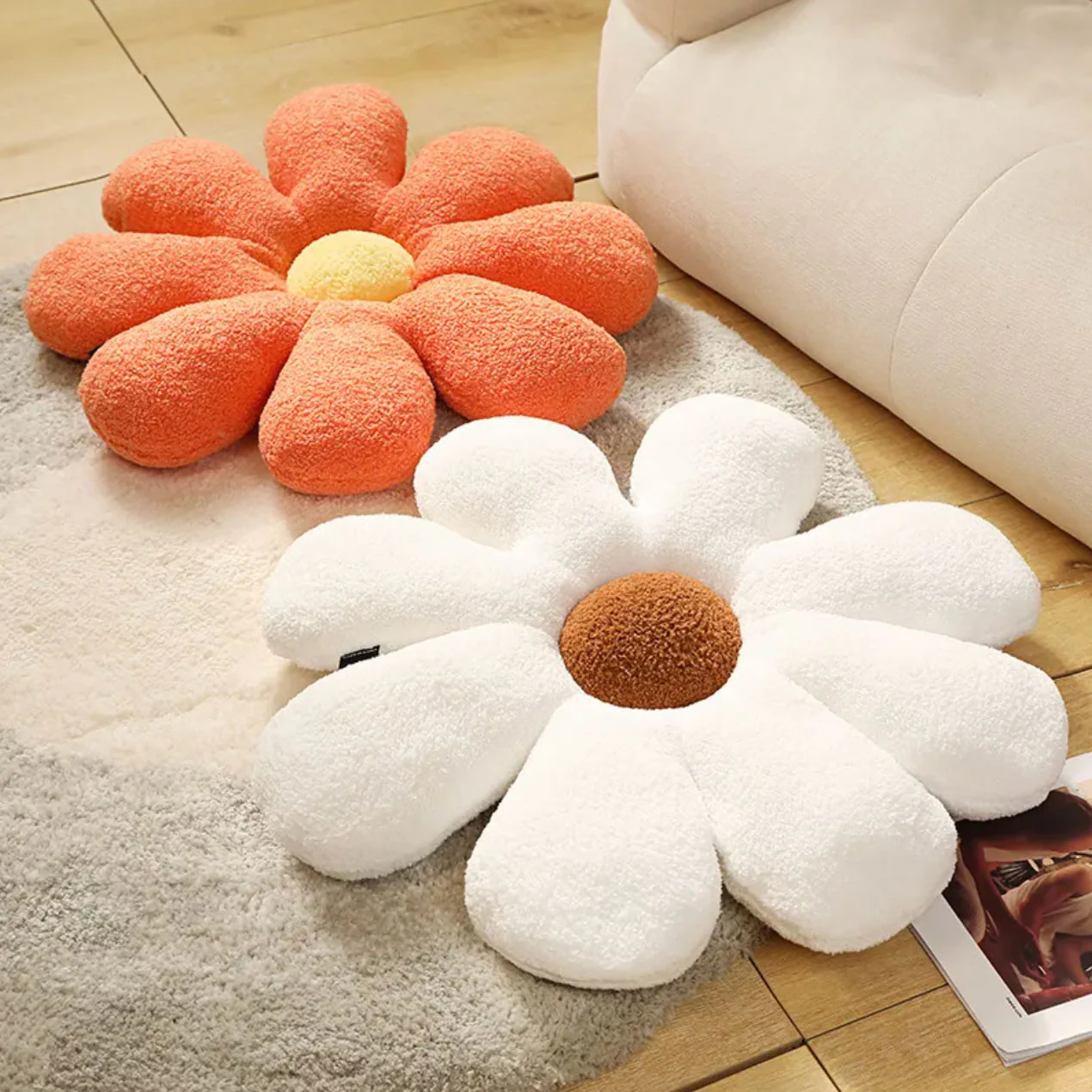 Boucle Plush Flower Cushion - Image 3