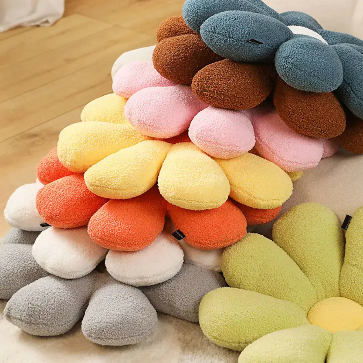 Boucle Plush Flower Cushion - Image 6