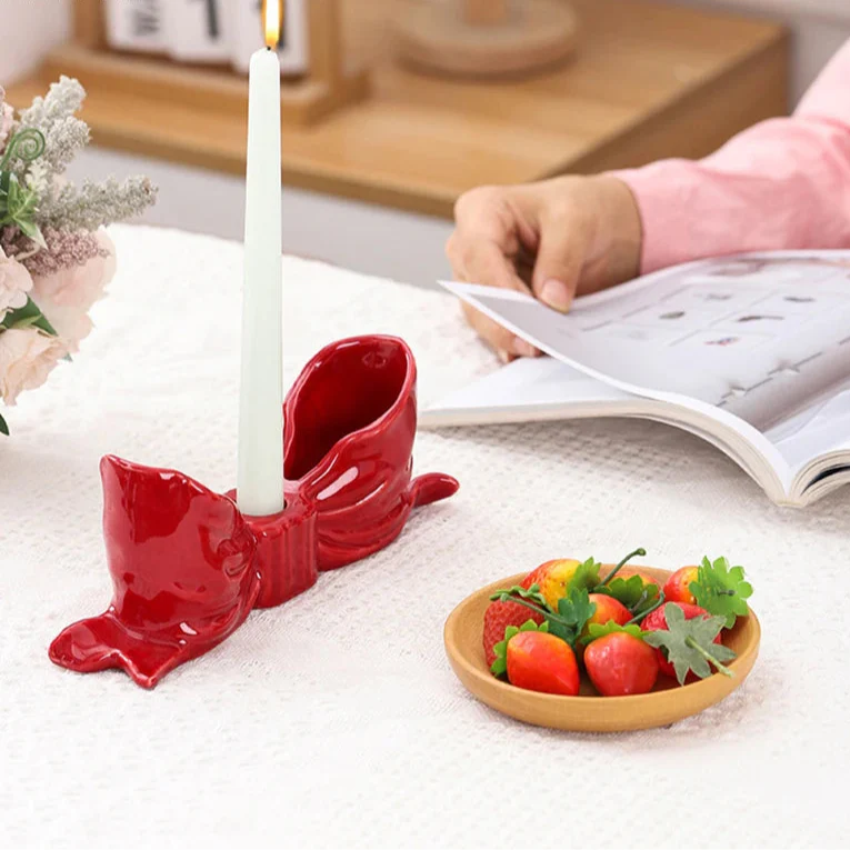 Bowknot-Shaped Ceramic Candle Holder - Image 2