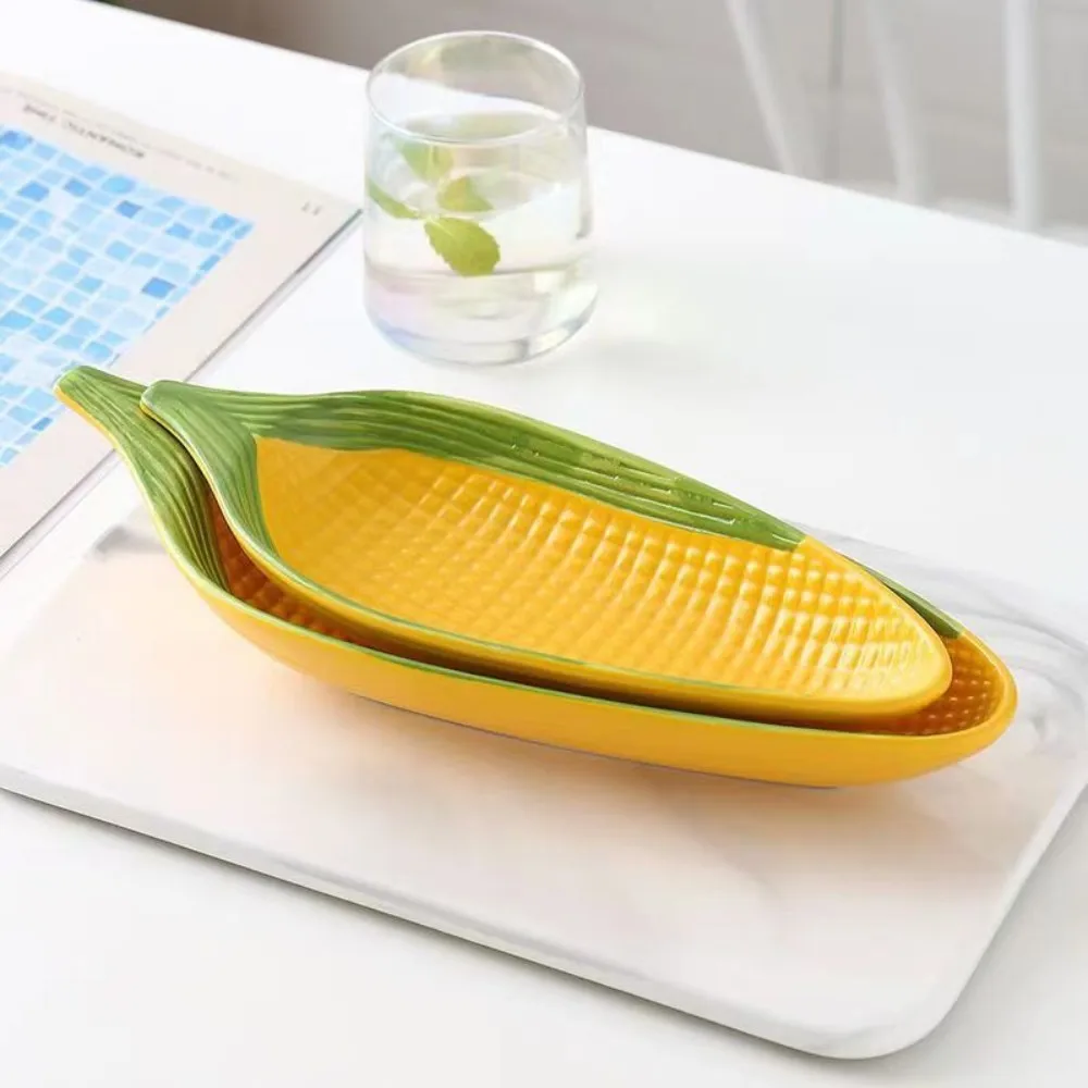 Cartoon Hand-Painted Corn Ceramic Plates