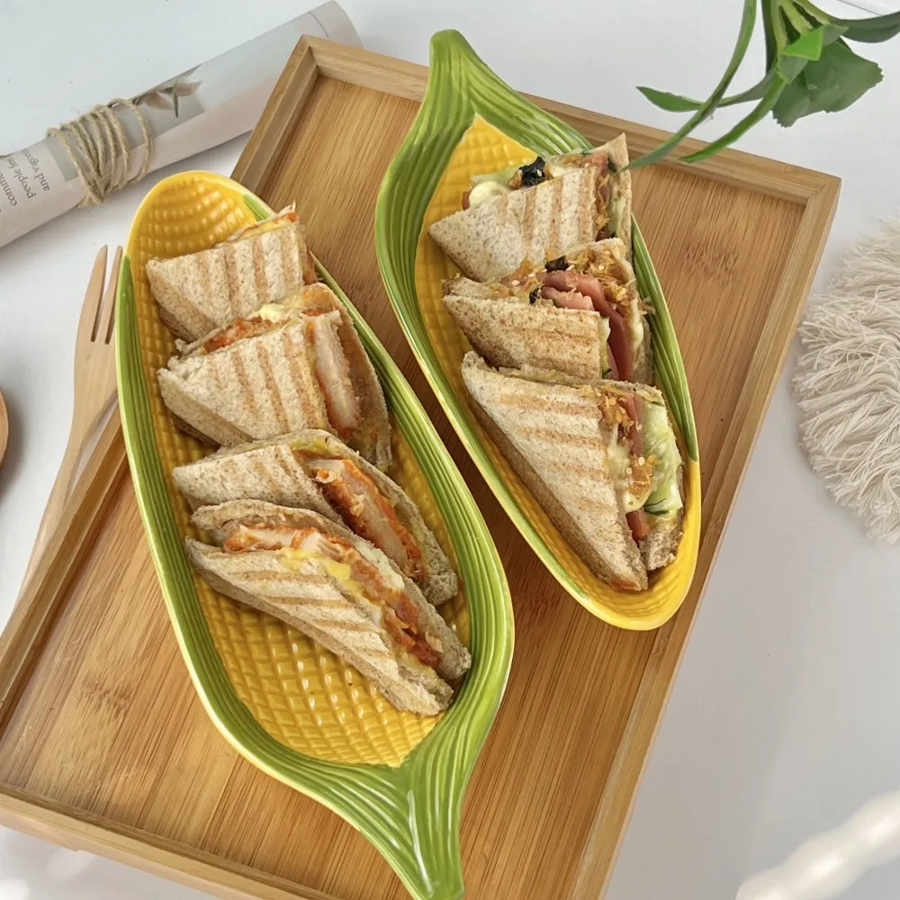 Cartoon Hand-Painted Corn Ceramic Plates - Image 3