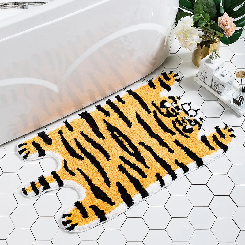 Cartoon Tiger Flocking Foot Mat - Image 2