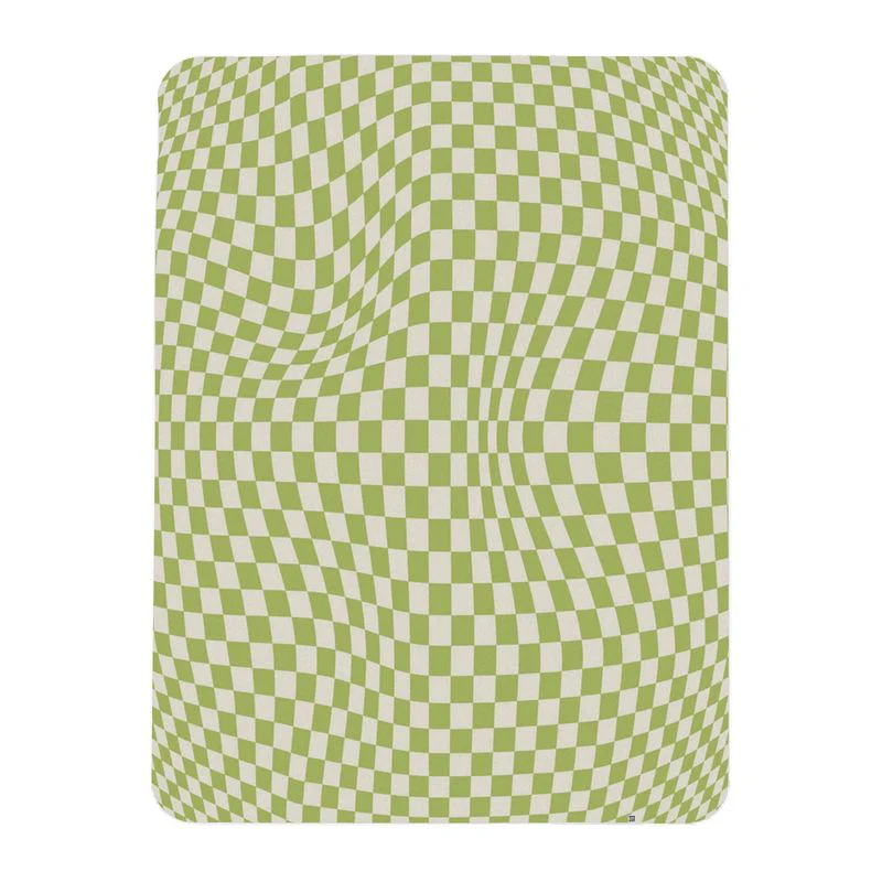 Checkerboard Throw Blanket - Lime Green - Image 3