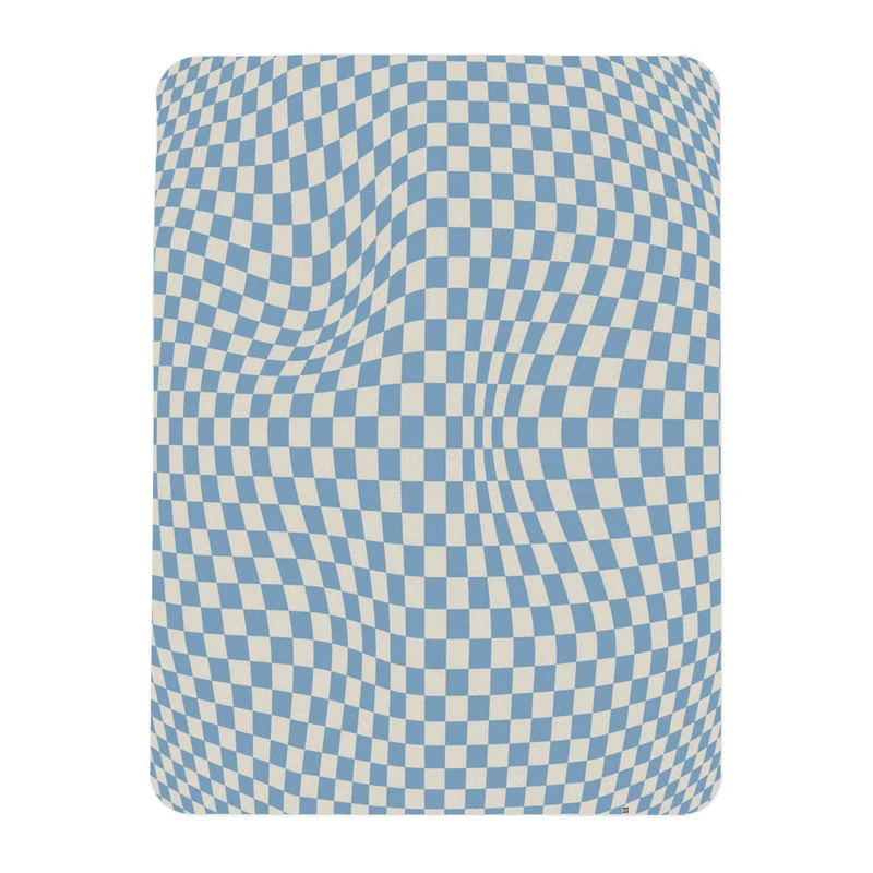 Checkerboard Throw Blanket - Sky Blue - Image 3