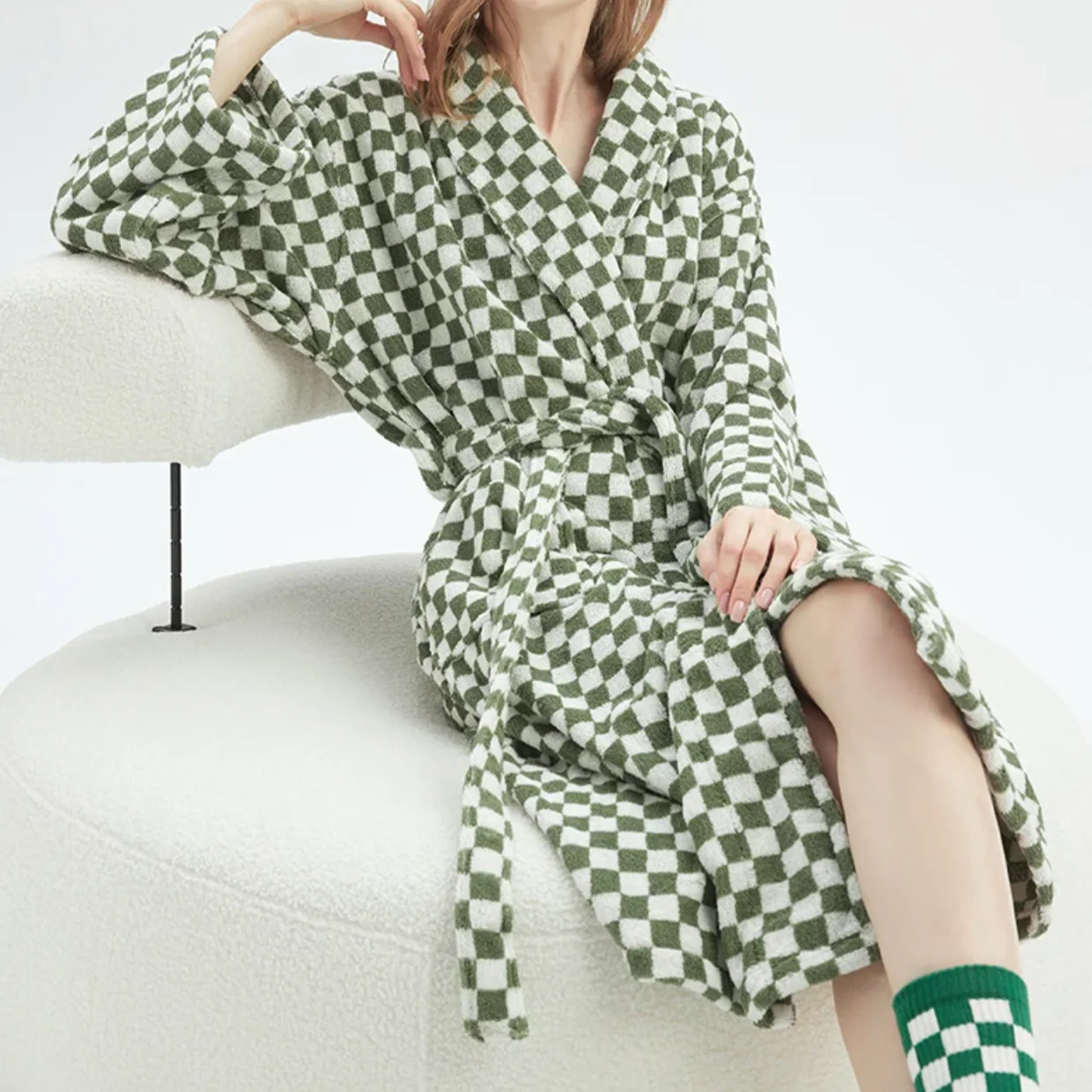Checkered & Striped Bath Gown - Image 2