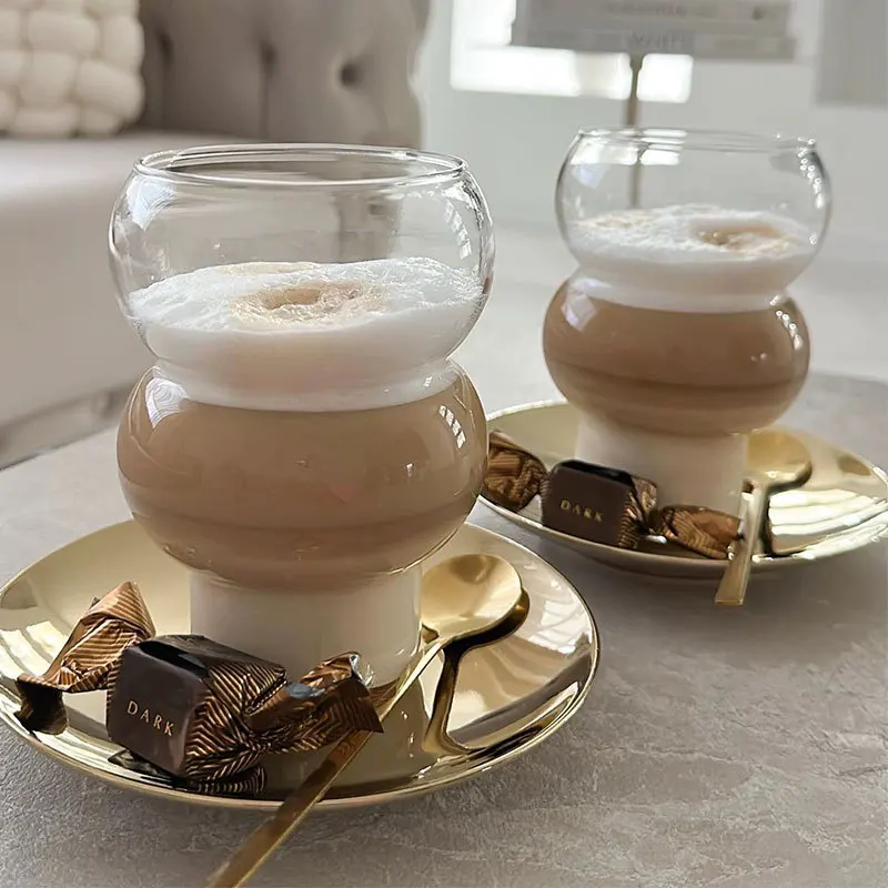 Chubby Pebble Layered Glass Cup with Stand