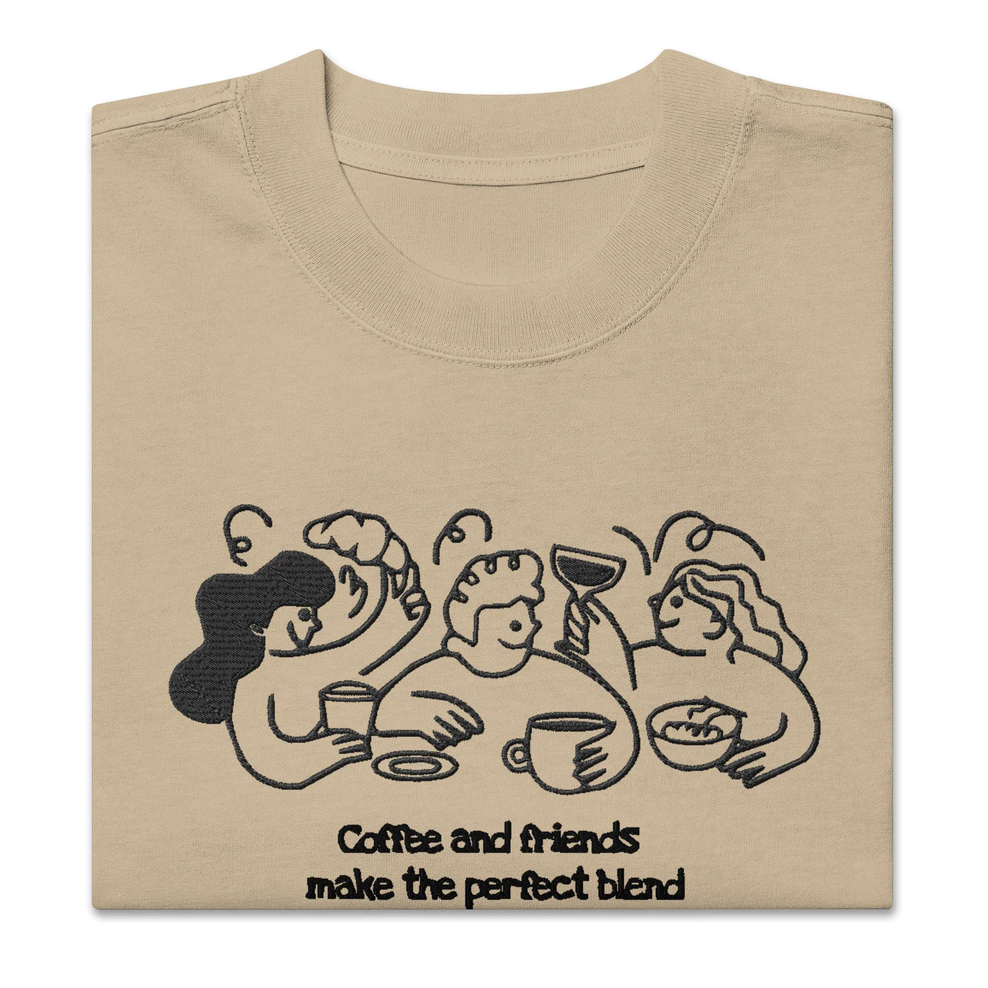 Coffee and friends make the perfect blend Oversized faded t-shirt