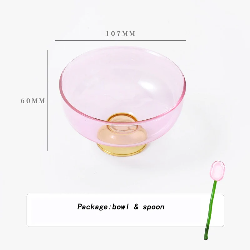 Colourful Borosilicate Dessert Bowl with Spoon - Image 11