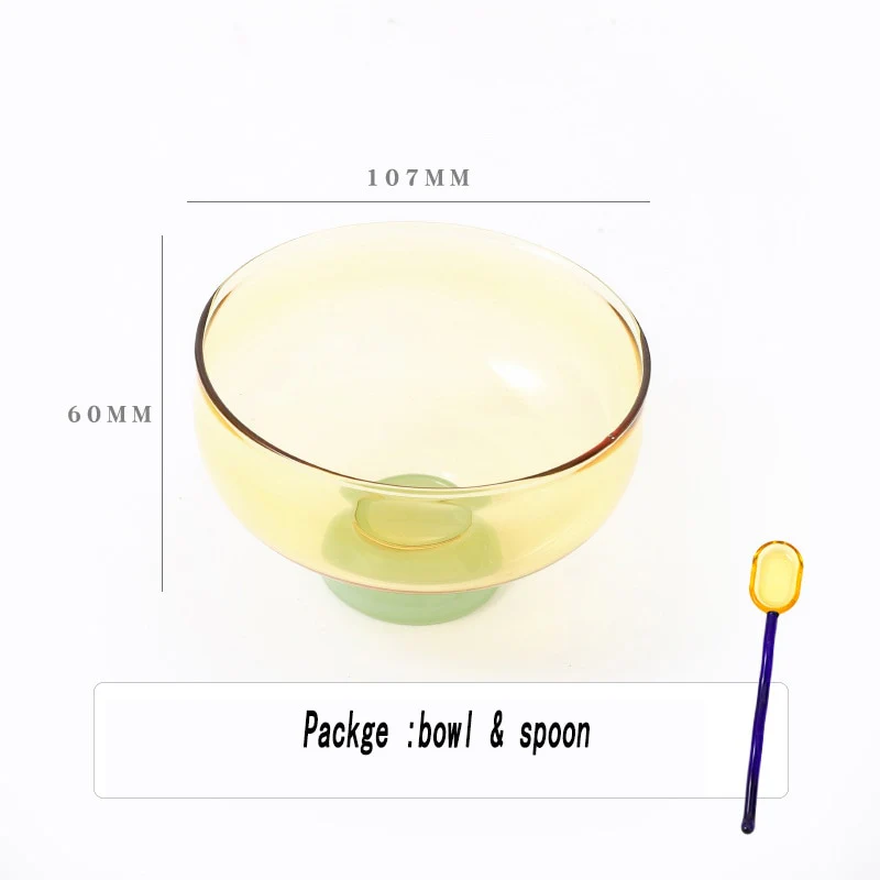 Colourful Borosilicate Dessert Bowl with Spoon - Image 12