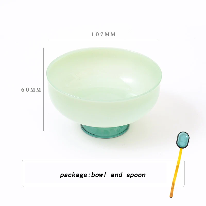 Colourful Borosilicate Dessert Bowl with Spoon - Image 14