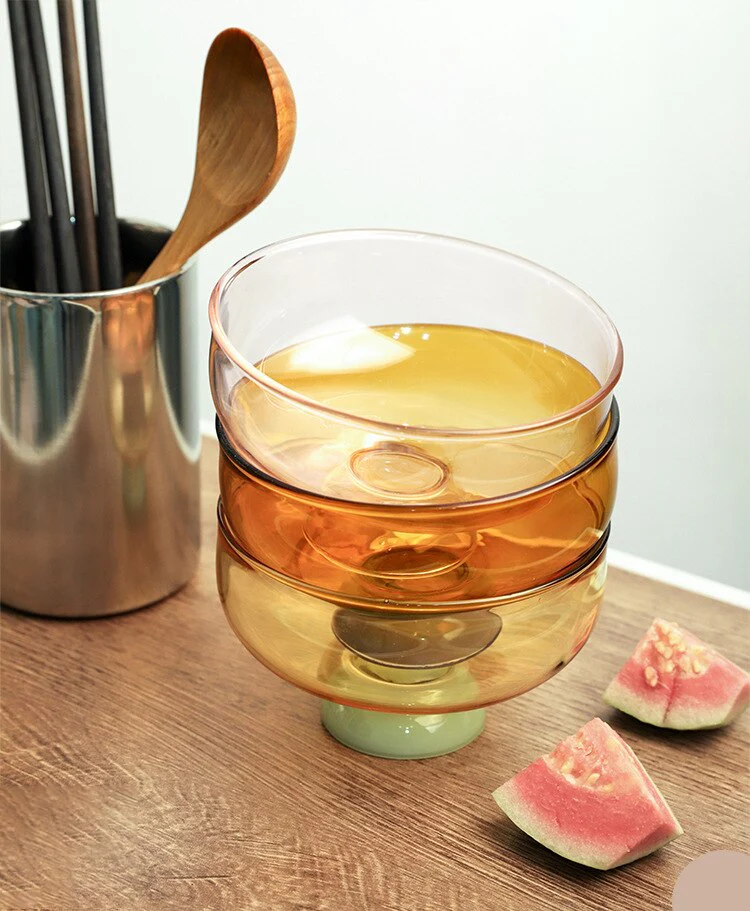 Colourful Borosilicate Dessert Bowl with Spoon - Image 9