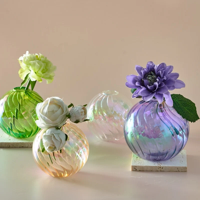 Colourful Glass Globe Vase - Swirl - Image 3