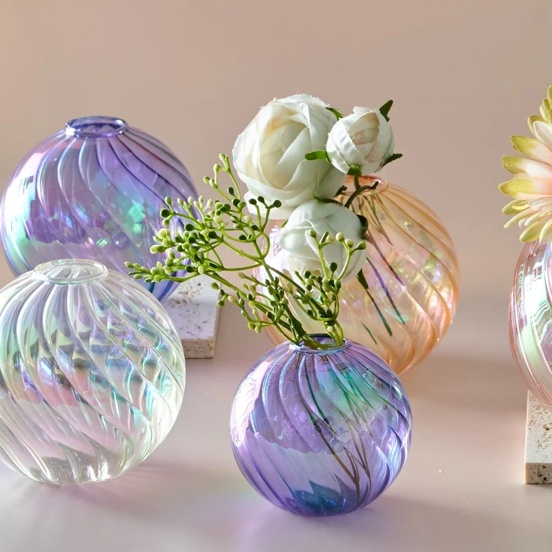 Colourful Glass Globe Vase - Swirl - Image 4