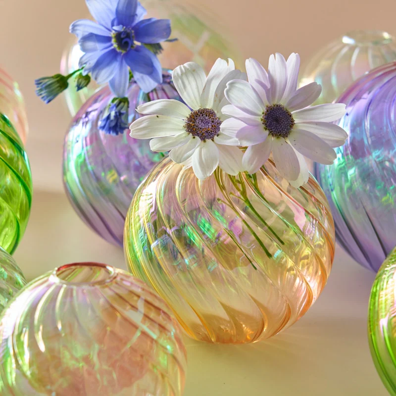 Colourful Glass Globe Vase - Swirl - Image 5