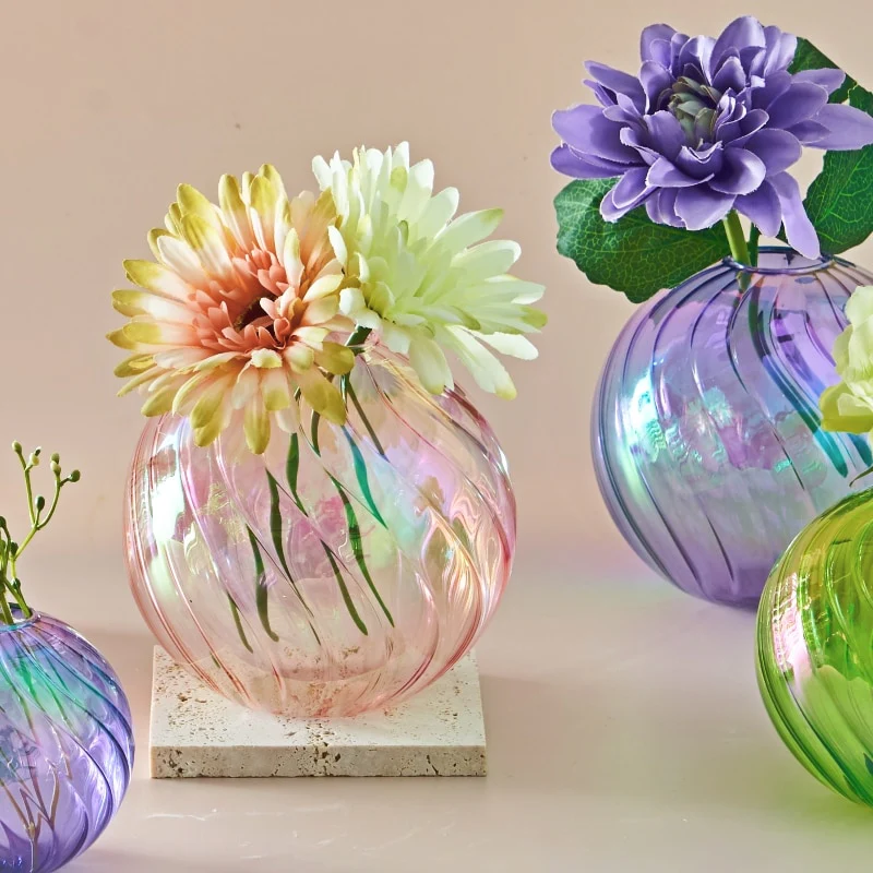Colourful Glass Globe Vase - Swirl - Image 6