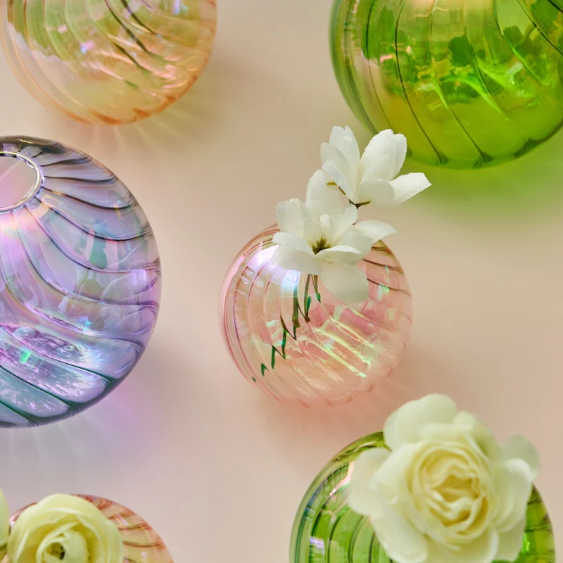 Colourful Glass Globe Vase - Swirl - Image 7