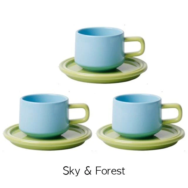 Contrast Colour Mug Set (3 Mug + 3 Saucer) - Image 16