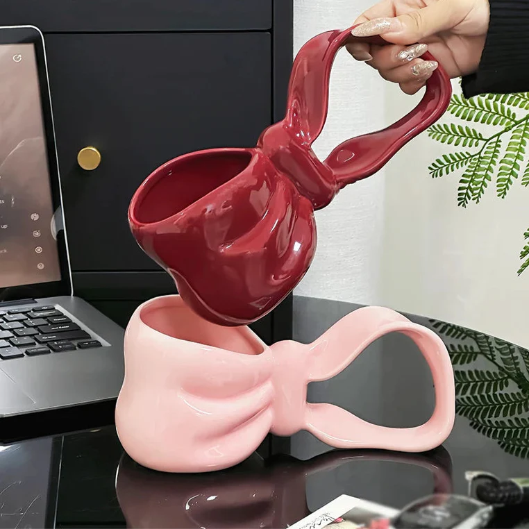 Creative Bowknot Handle Ceramic Mug