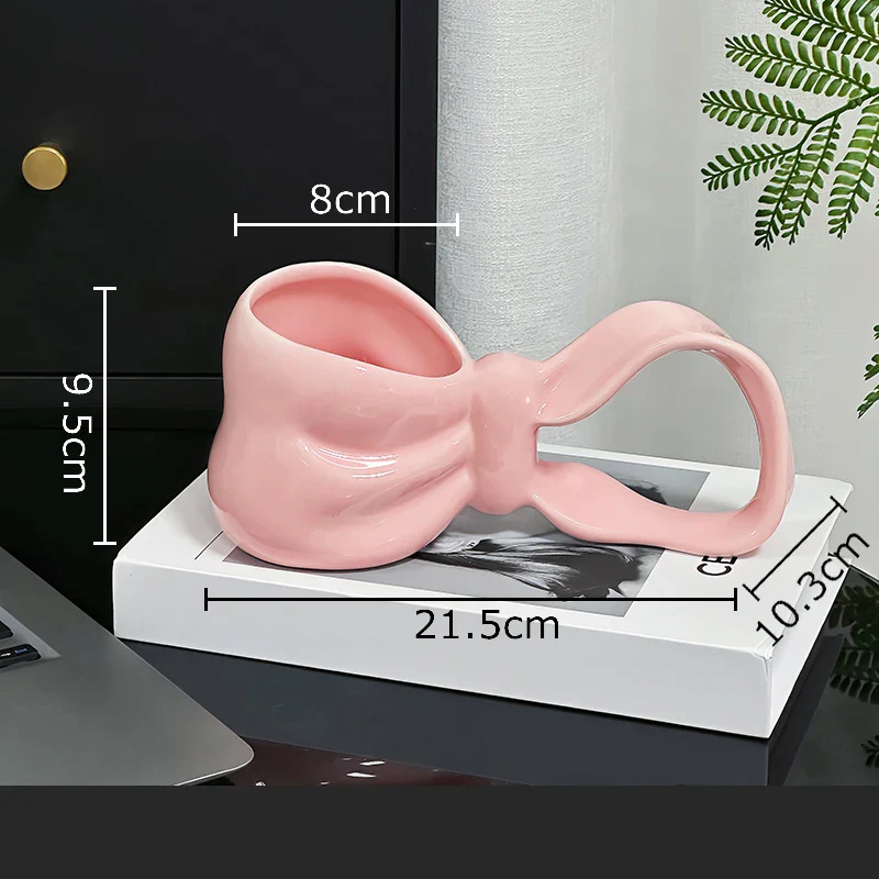 Creative Bowknot Handle Ceramic Mug - Image 10