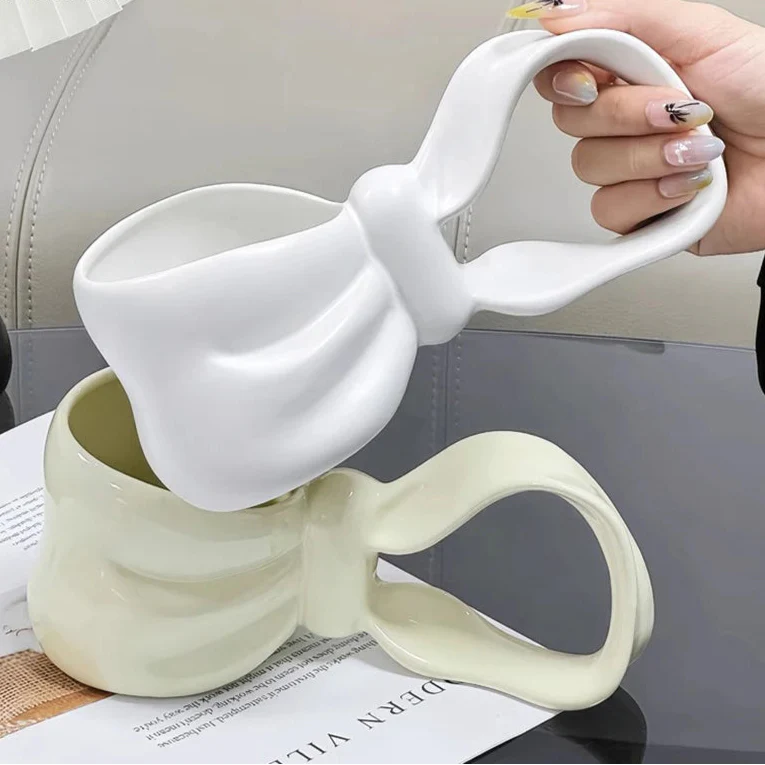 Creative Bowknot Handle Ceramic Mug - Image 5