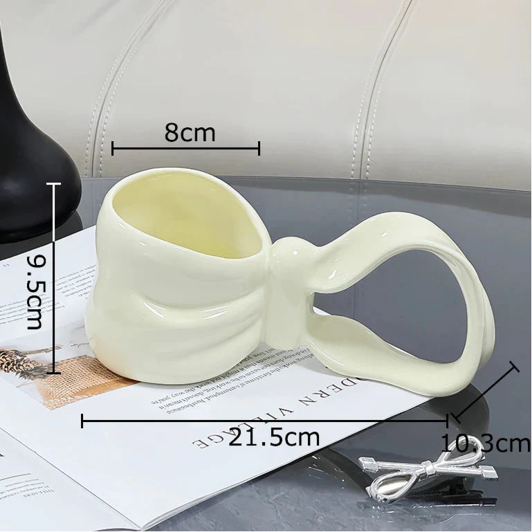 Creative Bowknot Handle Ceramic Mug - Image 6
