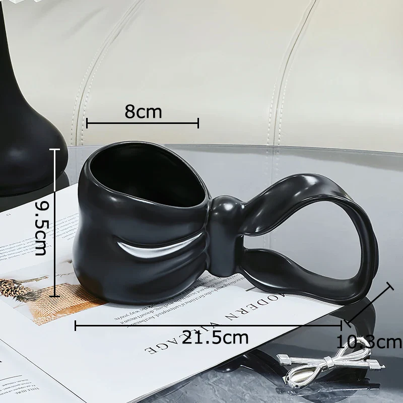 Creative Bowknot Handle Ceramic Mug - Image 8