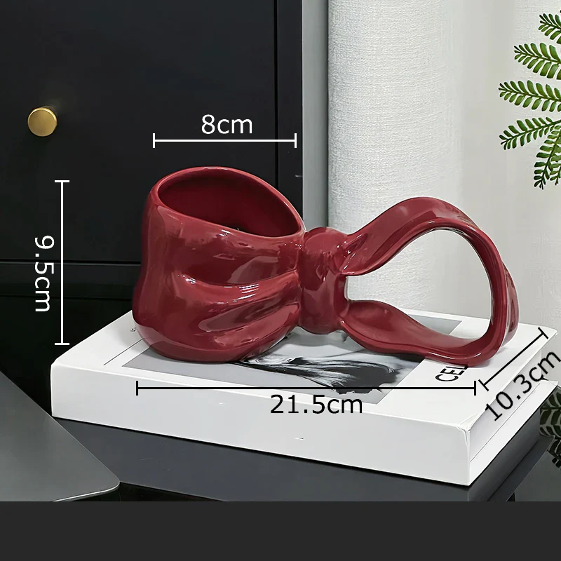 Creative Bowknot Handle Ceramic Mug - Image 9