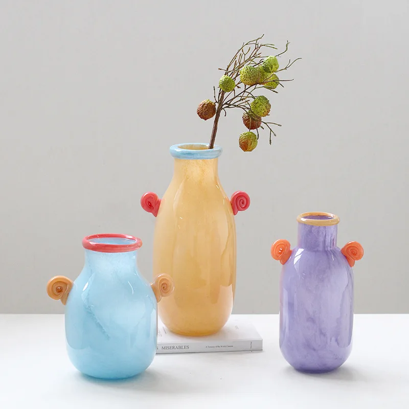 Creative Cartoon Candy Handle Glass Vase