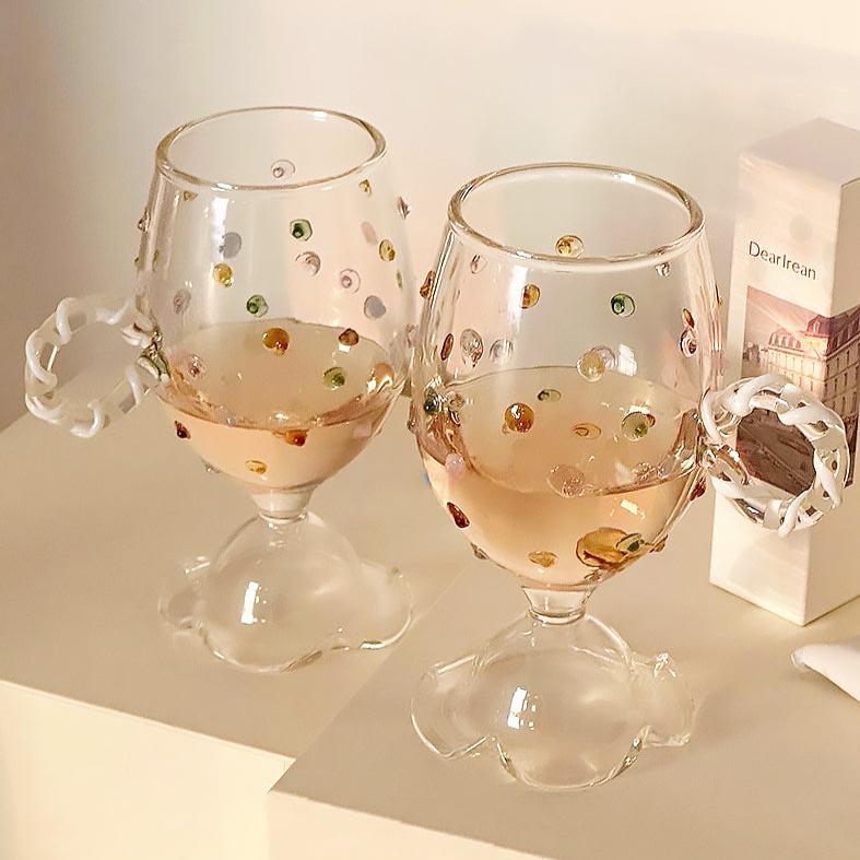 Creative Round Wave Dot High-Foot Red Wine Glass