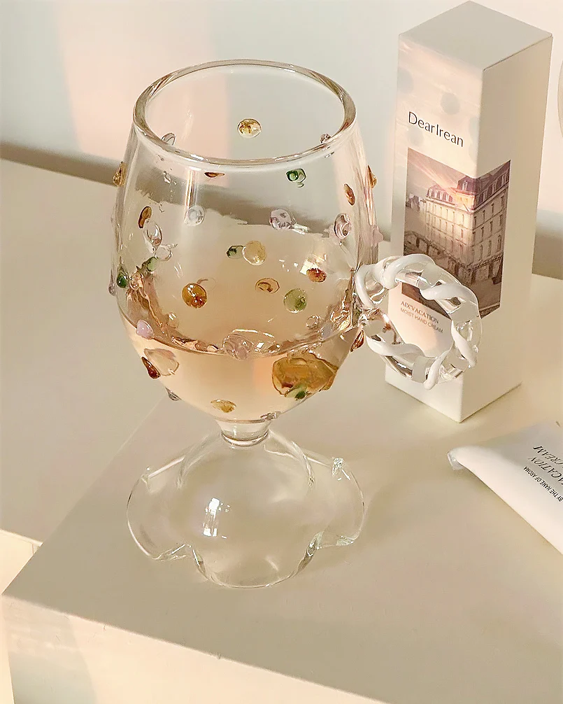 Creative Round Wave Dot High-Foot Red Wine Glass - Image 4