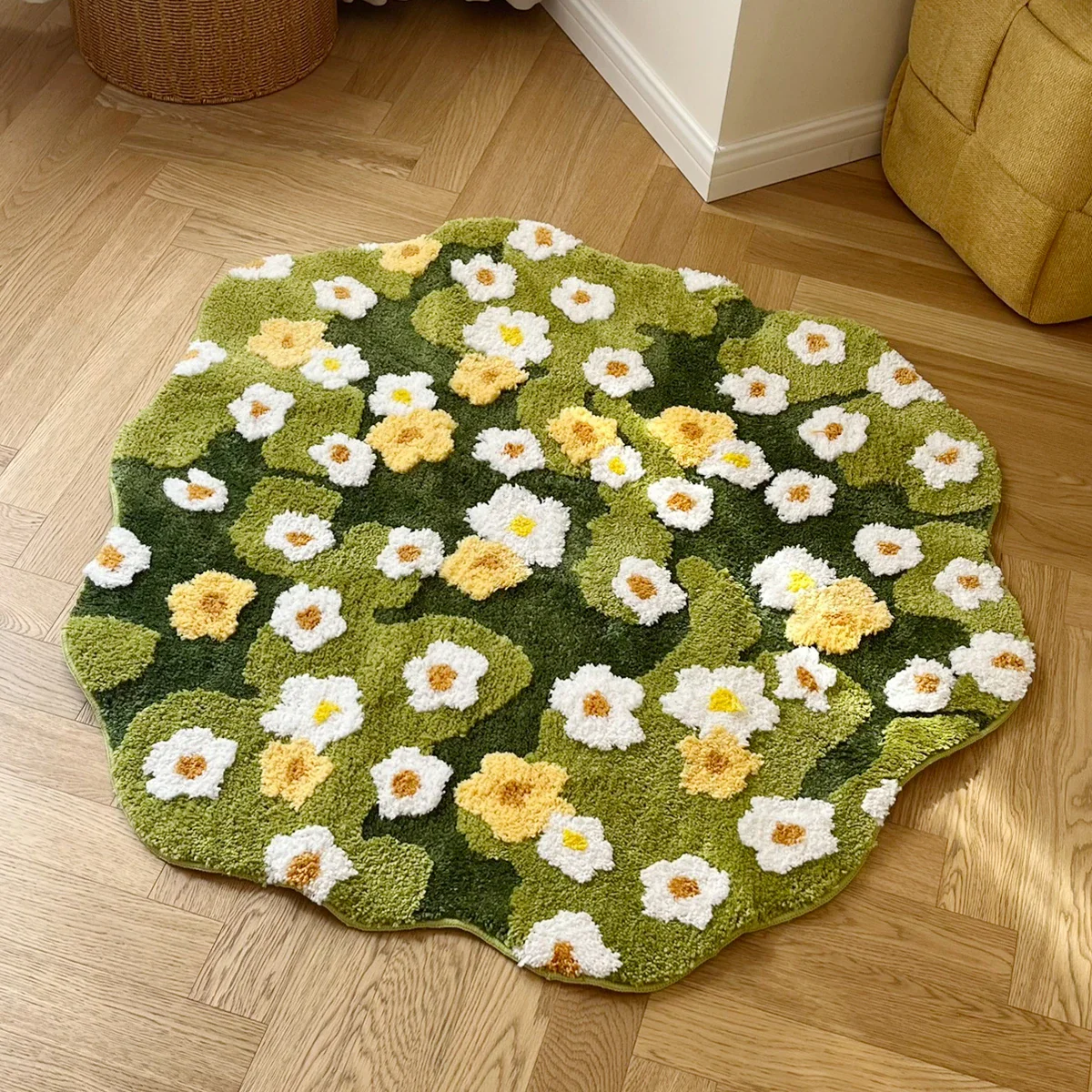 Daisy Tufting Moss Bathroom Mat